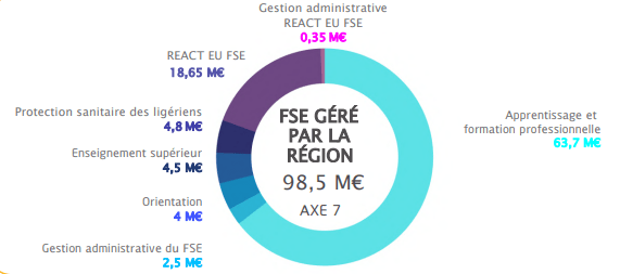 Graphique reprenant la répartition du Fonds FSE en région