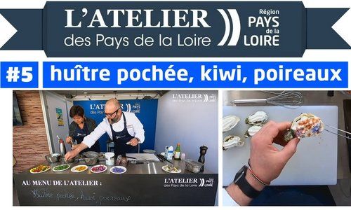 Découvrez la recette d'huître pochée, kiwi, poireaux, avec le chef Sylvain Bourmaud